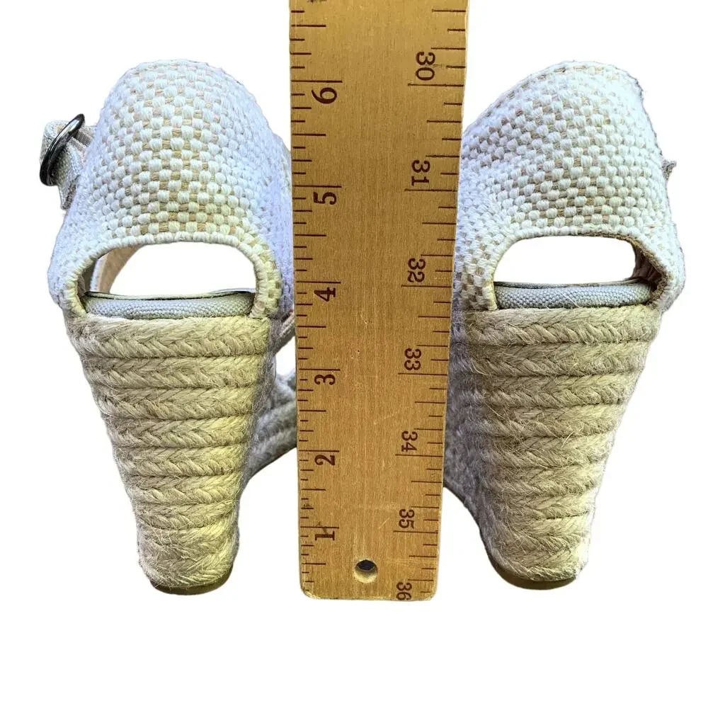 Bettye Muller Katy Espadrille Sandals Shoes Tan Canvas EU 40 US 9.5